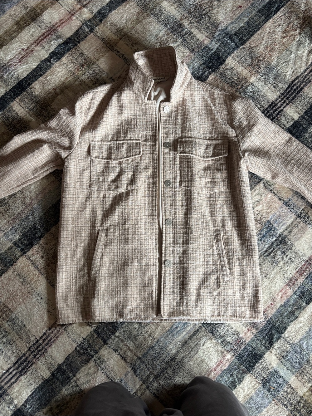 DAVI & DANI Women's Light Beige Textured Shirt Jacket